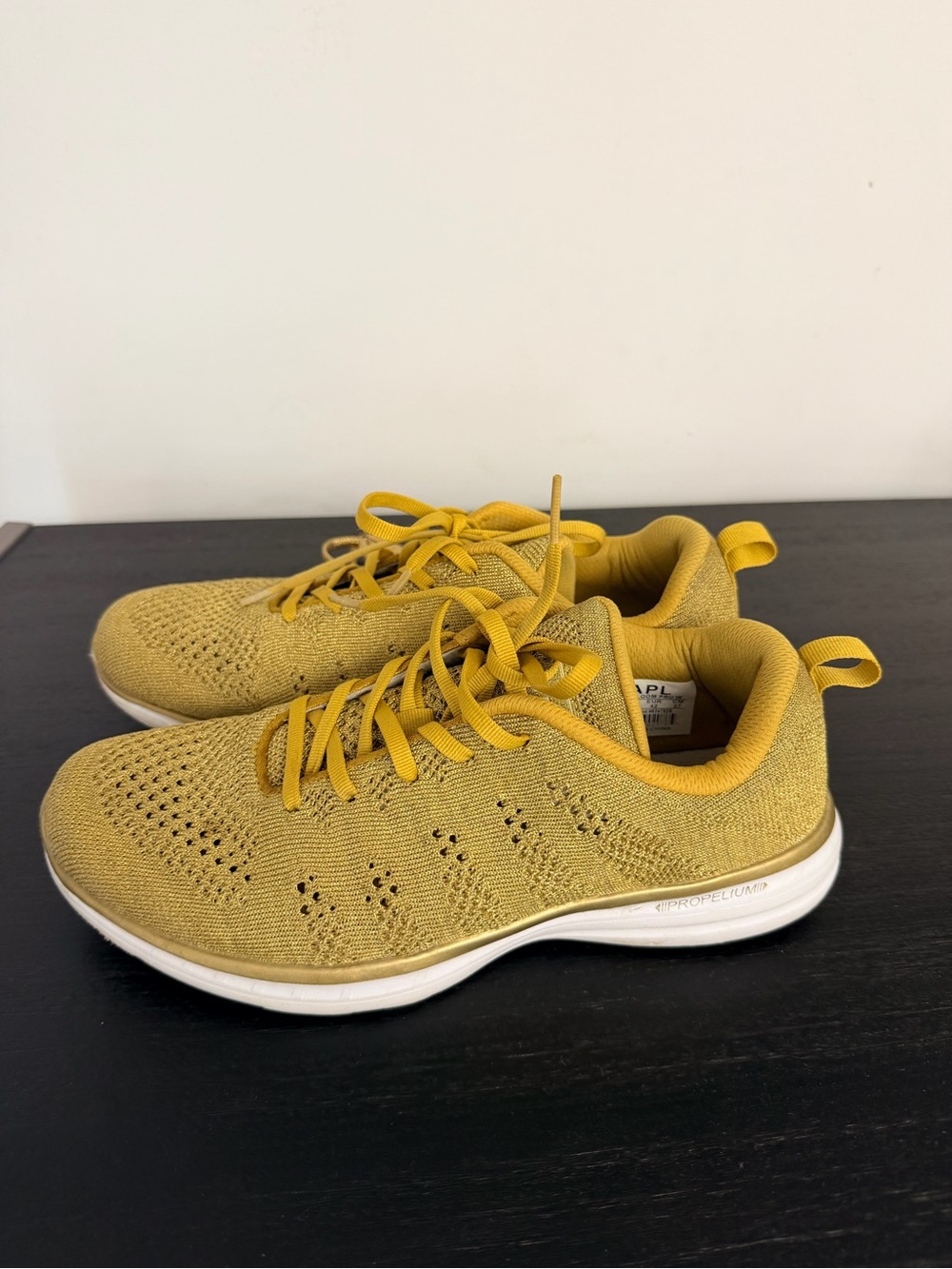 APL Women’s Mustard Yellow Knit Lace-Up Sneakers